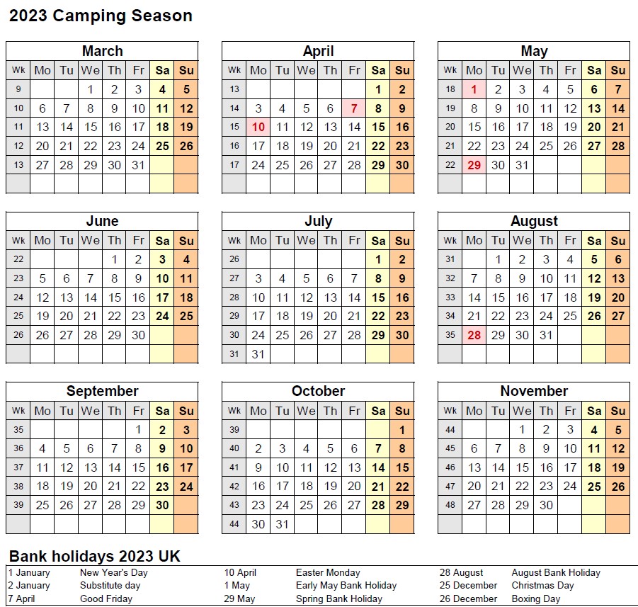 Stamford Way Seasonal Price Calendar